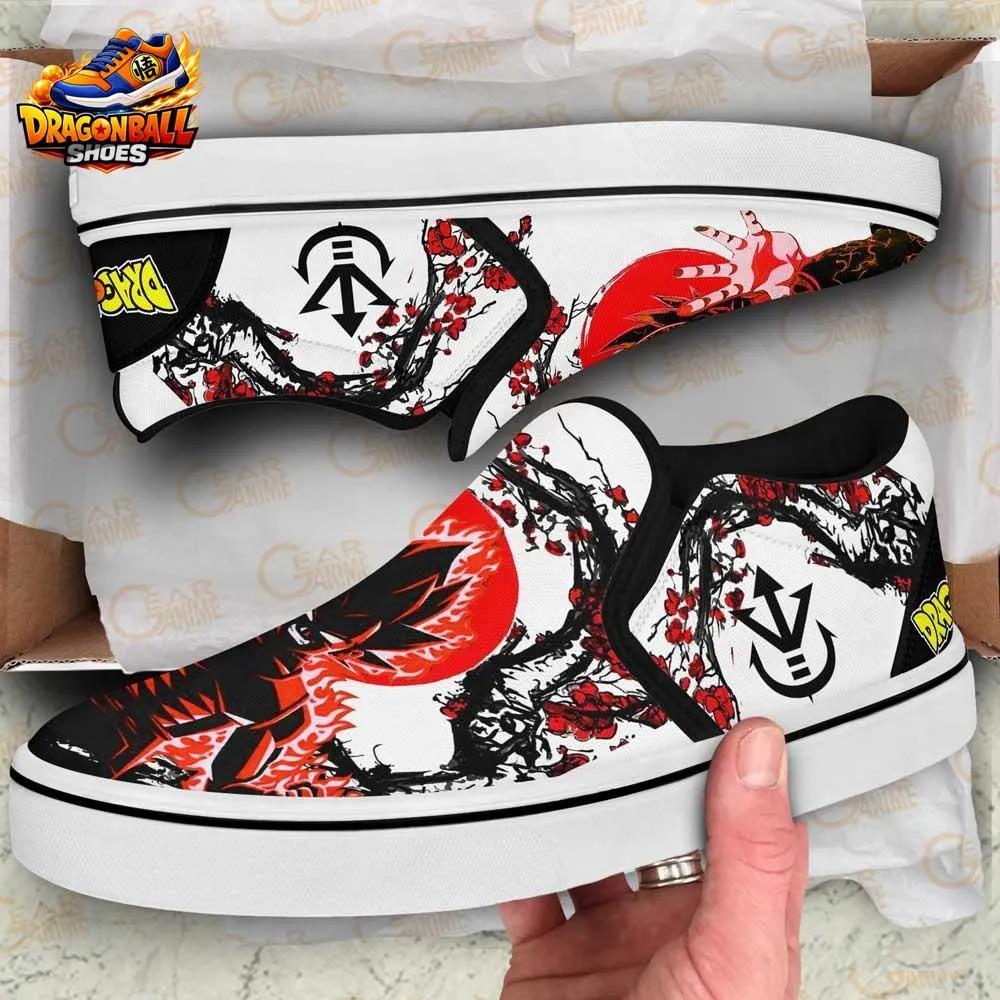 Vegeta Red Aura Slip-On Shoes – Japanese Ink Dragon Ball Canvas Sneakers Vegeta Red Aura Slip-On Shoes – Japanese Ink Dragon Ball Canvas Sneakers