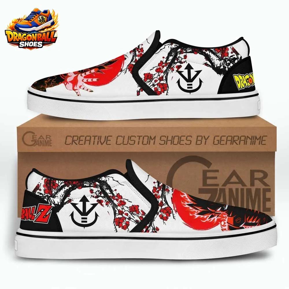 Vegeta Red Aura Slip-On Shoes – Japanese Ink Dragon Ball Canvas Sneakers Vegeta Red Aura Slip-On Shoes – Japanese Ink Dragon Ball Canvas Sneakers