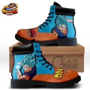 Aqua Orange Super Saiyan Blue Vegito Combat Boots Dragon Ball Shoes