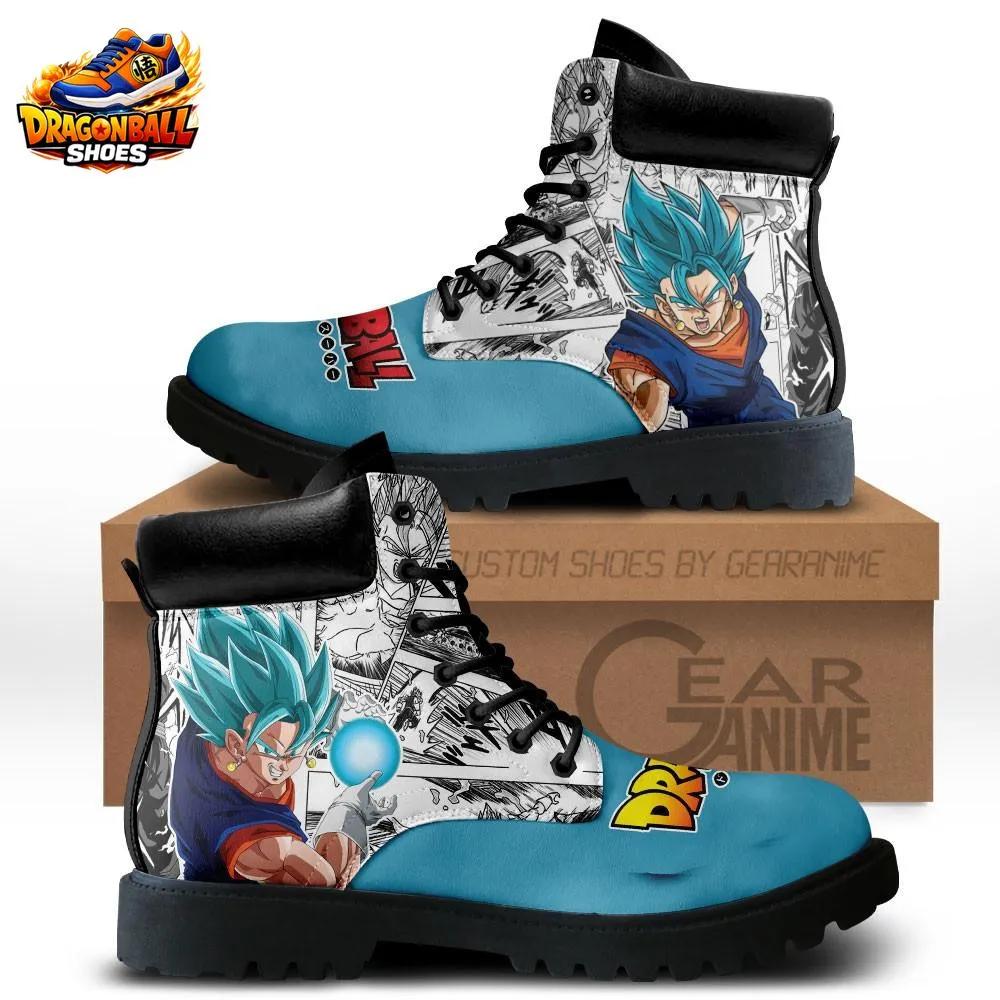 Super Saiyan Blue Vegito Combat Boots with Manga Artwork Super Saiyan Blue Vegito Combat Boots with Manga Artwork