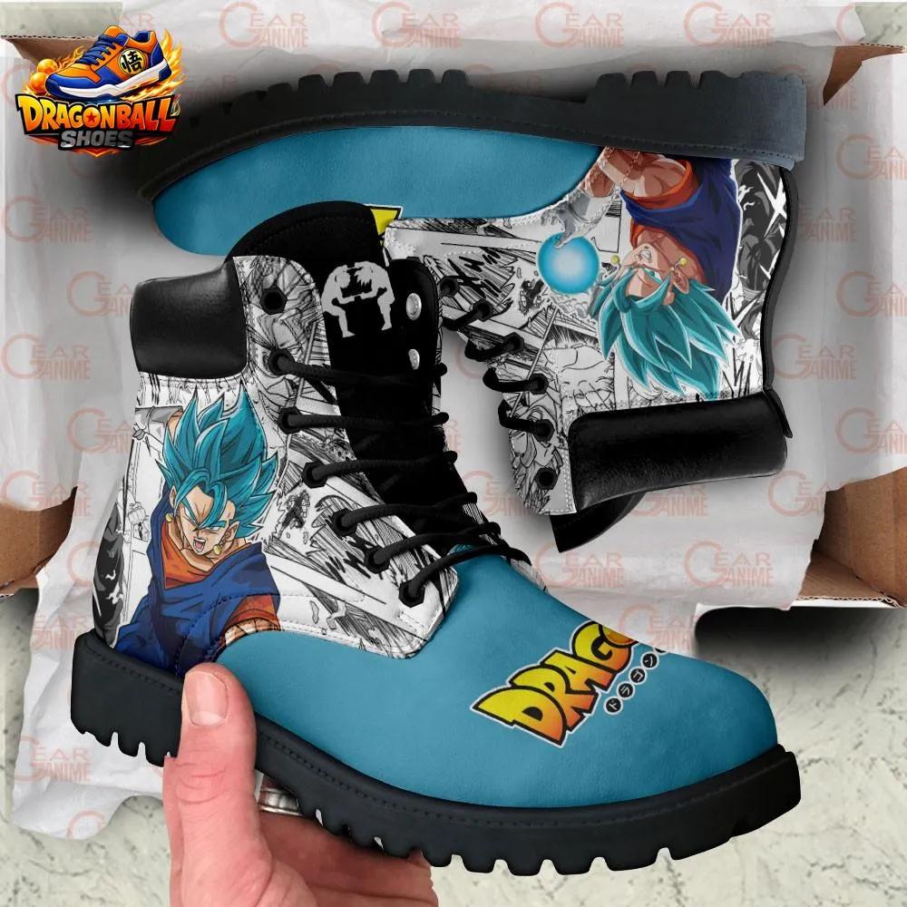 Super Saiyan Blue Vegito Combat Boots with Manga Artwork Super Saiyan Blue Vegito Combat Boots with Manga Artwork
