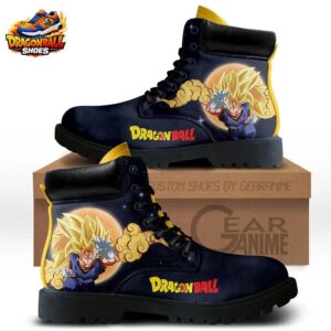 Super Saiyan Vegito Golden Aura Combat Boots – Midnight Blue Dragon Ball Lace-Up Boots