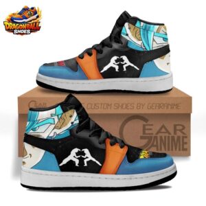 Blue Orange Fusion Emblem Vegito High-Top Leather Dragon Ball Shoes