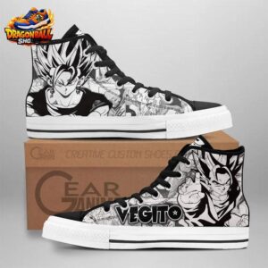 Black White Manga Vegito High Tops Canvas Shoes