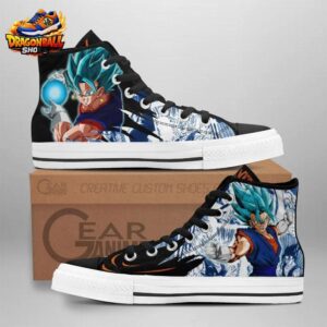 Black White Vegito Super Saiyan Blue High Tops Canvas Shoes