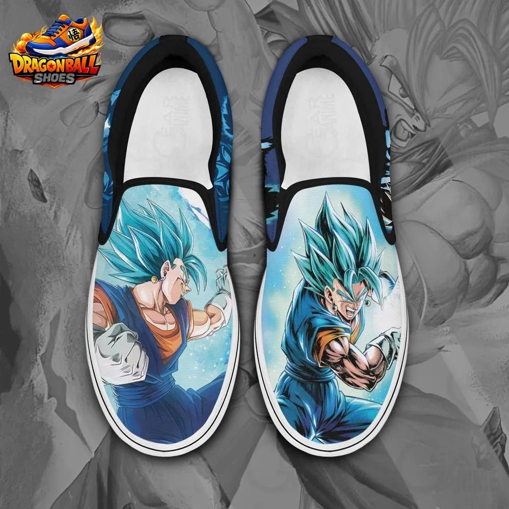 Vegito Super Saiyan Blue Slip-On Canvas Sneakers Energy Fusion Design Vegito Super Saiyan Blue Slip-On Canvas Sneakers Energy Fusion Design