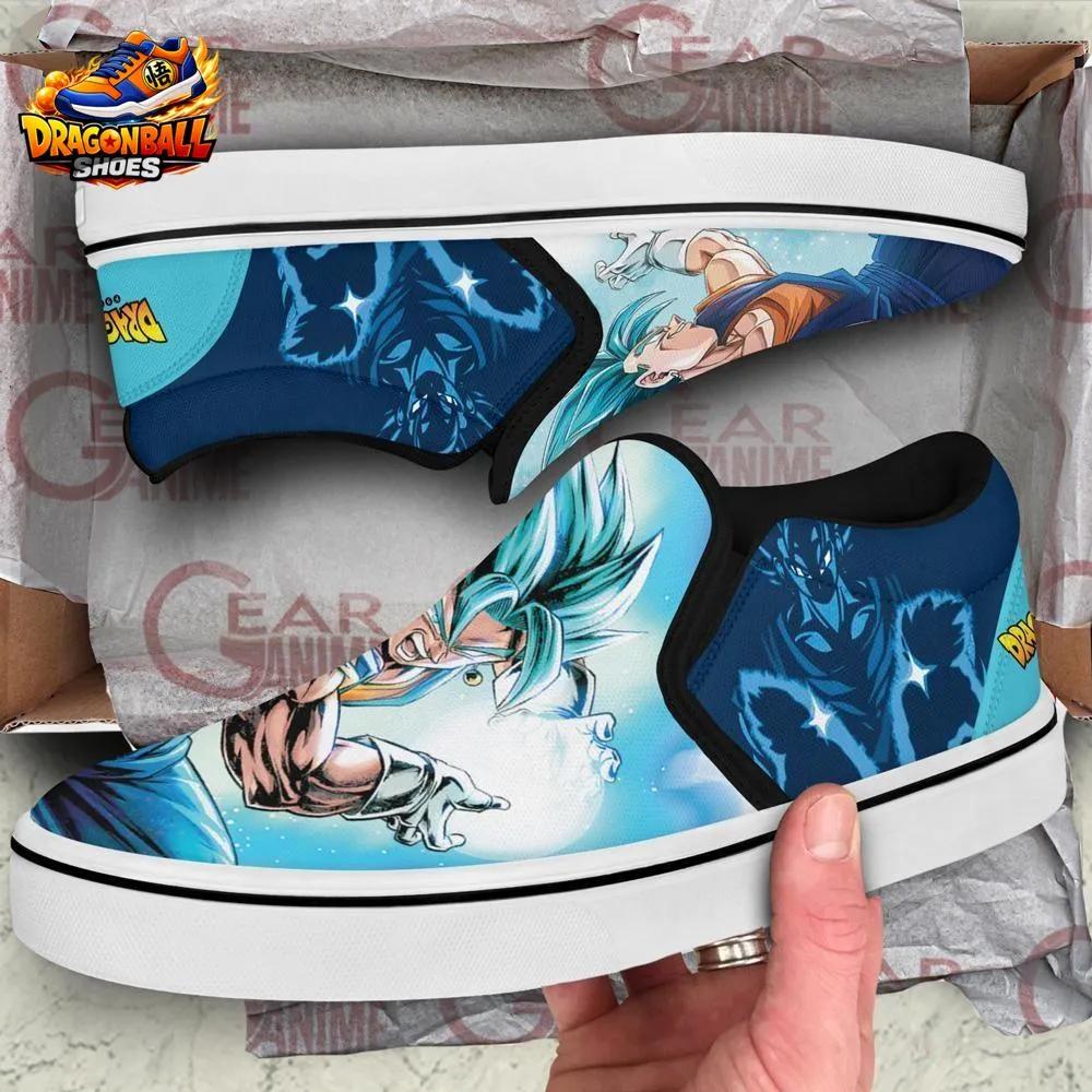 Vegito Super Saiyan Blue Slip-On Canvas Sneakers Energy Fusion Design Vegito Super Saiyan Blue Slip-On Canvas Sneakers Energy Fusion Design