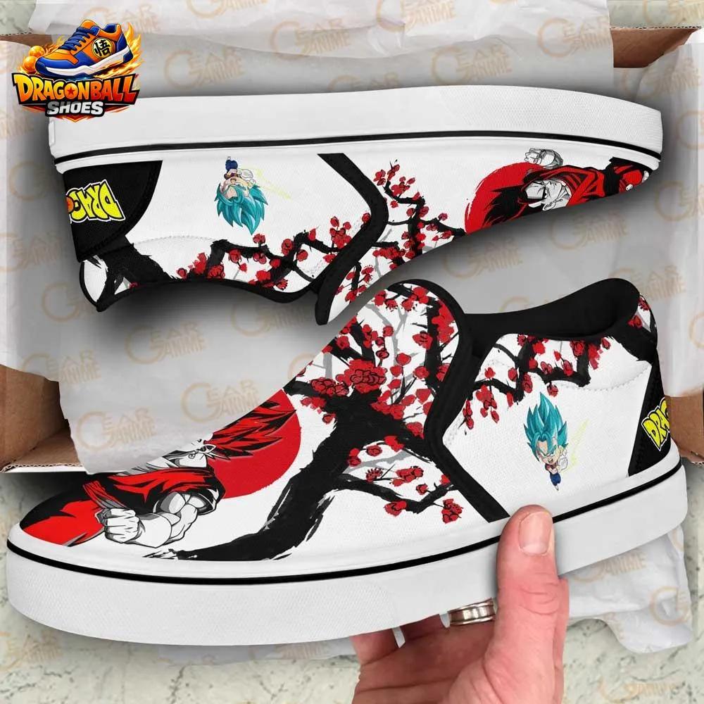 Vegito Crimson Aura Slip-On Shoes – Red Black Dragon Ball Canvas Sneakers Vegito Crimson Aura Slip-On Shoes – Red Black Dragon Ball Canvas Sneakers