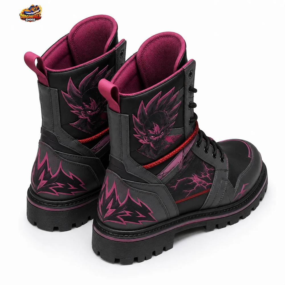 Super Saiyan Rosé Goku Black Combat Boots – Black Pink Dragon Ball Lace-Up Boots Super Saiyan Rosé Goku Black Combat Boots – Black Pink Dragon Ball Lace-Up Boots