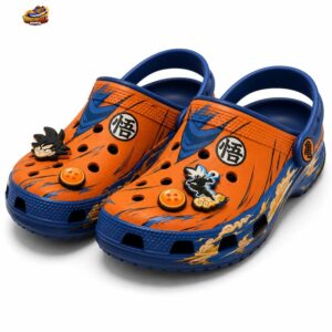 Orange Blue Goku Crocs – Dragon Ball Kanji Cloud Anime Clogs